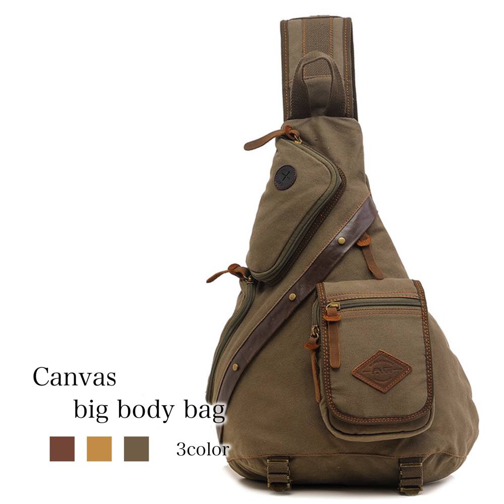 ボディバッグ メンズ 帆布ビッグボディバッグ おしゃれ かっこいい ショルダーバッグ 冬 軽い 夏 50代 春 きれいめ 大きめ 30代 ブランド 40代 横型...