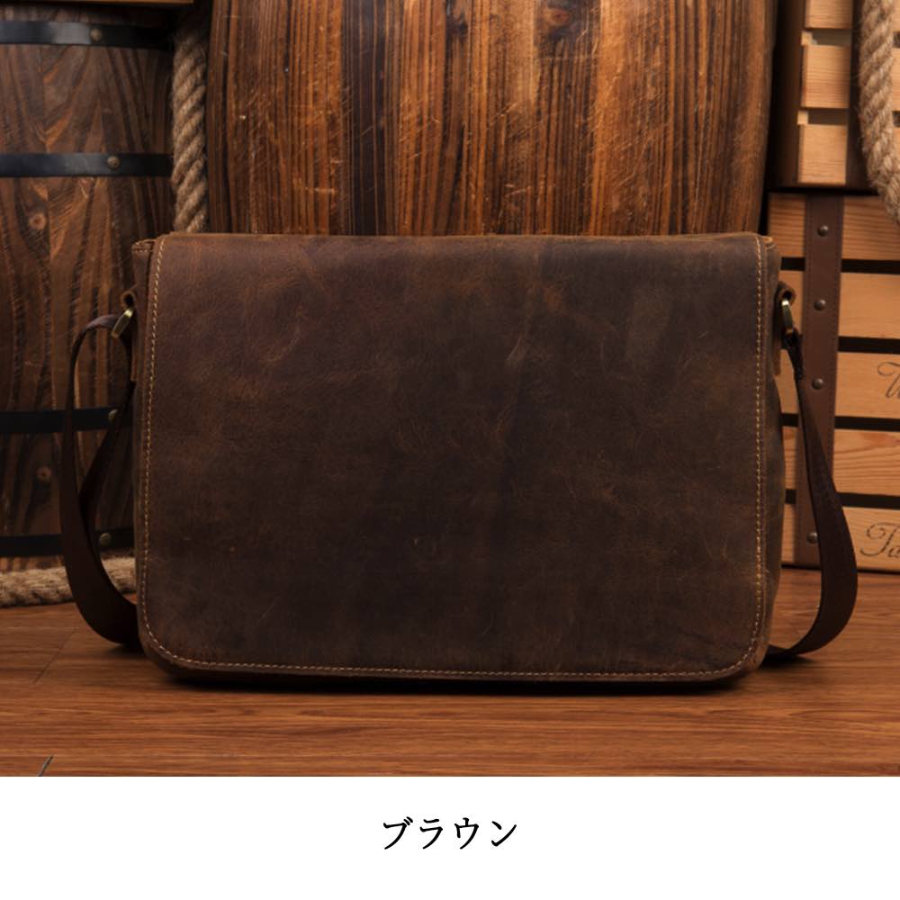 ファクトリーアウトレット レトロレザーショルダーバッグ ブラウン 代 30代 40代 50代 ファッション 大人 オフィス きれいめ オフィスカジュアル ショルダーバッグ メンズ レザー 本革 斜めがけ 革 ブランド スポーツ ビジネス 旅行 軽量 大容量 おしゃれ Way 夏 春