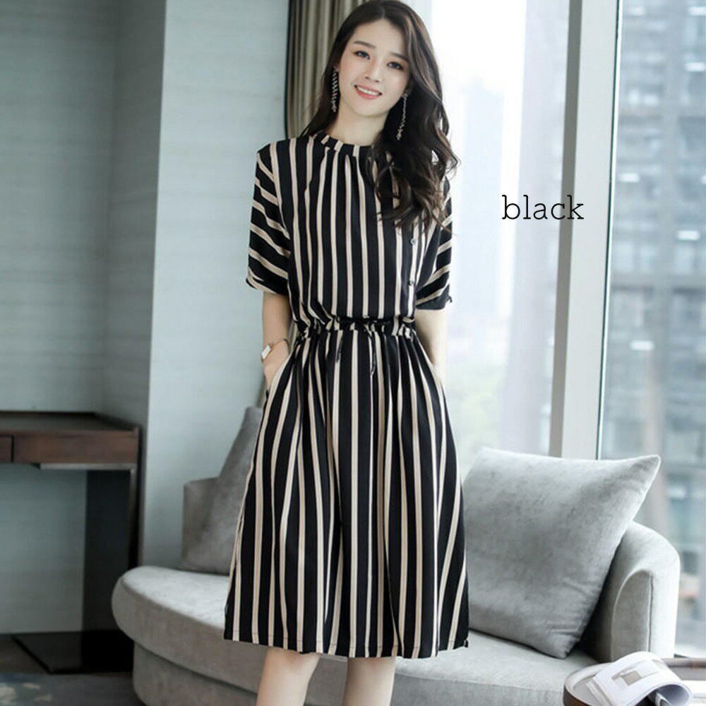 【＼クーポン利用で20%OFF!／】 ワンピース レディース ストライプワンピース 50代 アウトドア パジャマ 安い 前開き 薄手 20代 きれいめ カジュアル トップス スカート ルームウェア ニット Aライン 夏 半袖 大人 40代 春 ブランド ロング 大きいサイズ 韓国