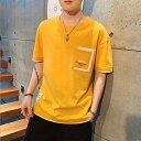 【\クーポン利用で20%OFF!/】 Tシャツ メンズ クルーポケットTシャツ ジャケット 綿 薄手 オシャレ 夏 ブランド コットン ロング 半袖 ワッフル 春 ポリエステル スポーツ ゆったり ティーシャツ 人気 おしゃれ 肌着 ブラック Vネック 40代 インナー