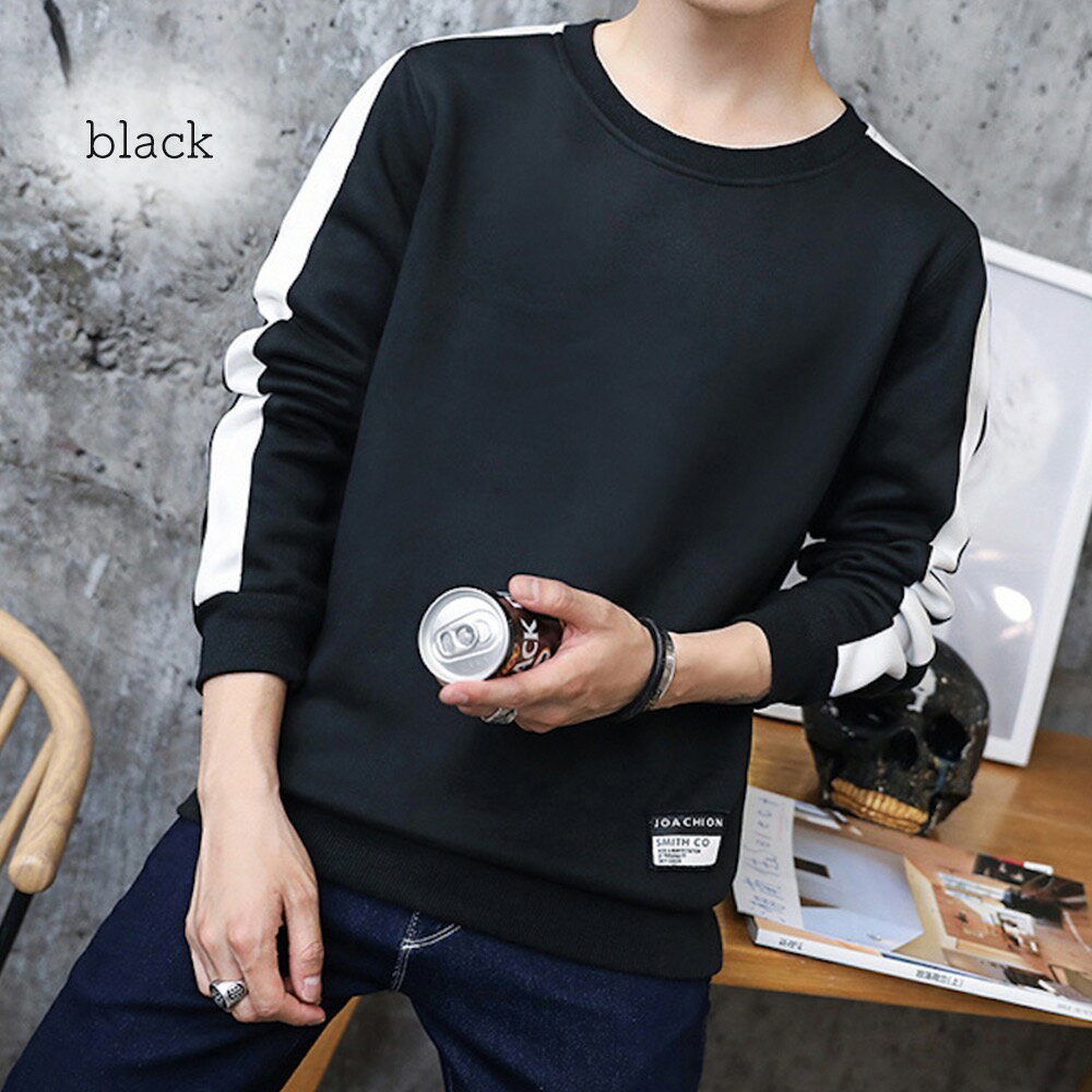 【＼クーポン利用で20%OFF!／】 トレーナー メンズ 袖ライントレーナー ゴルフ 暖かい 人気 ビッグシルエット 春 Tシャツ 大きいサイズ スポーツ ストリート スウェット 冬 派手 プリント 秋 厚手 大人 白 無地 おしゃれ 防寒 極暖 ジップ ハイネック 韓国