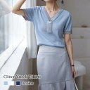 Tシャツ レディース ラメ入りVネックTシャツ ブラウス 5分袖 春 スポーツ ゆったり ブラック 40代 ロゴ カジュアル 7分袖 薄手 Vネック かわいい ...