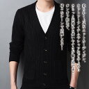 【\クーポン利用で20%OFF!/】 カーディガン メンズ Vネックニットカーディガン 長袖 ビジネス 厚手 きれいめ シニア ブランド オフィス ケーブル ウ...