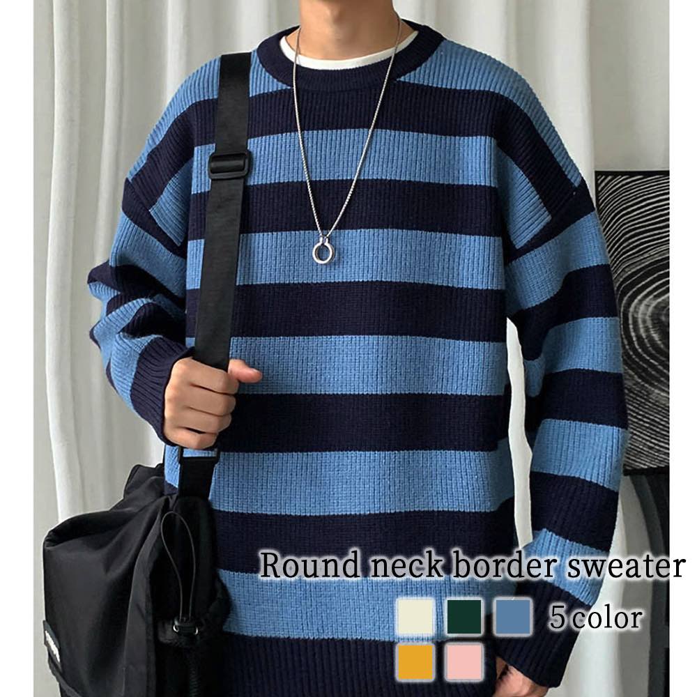 スーパーセール タイムセール SALE セーター メンズ ラウンドネックボーダーセーター 春 ゴルフ ノルディック タートルネック チェック ニット 白色 大き...