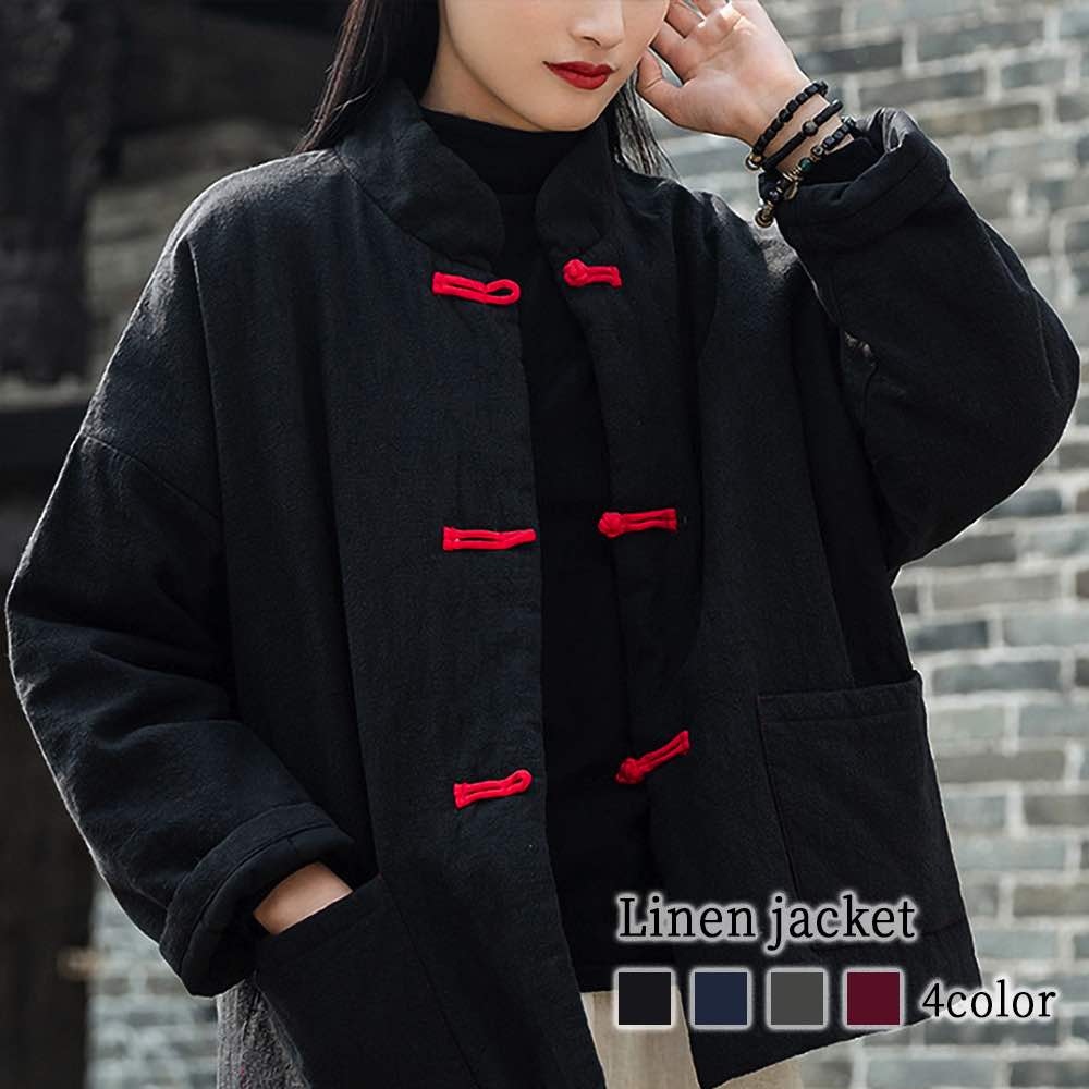 ブルゾンレディースリネンジャケット...
