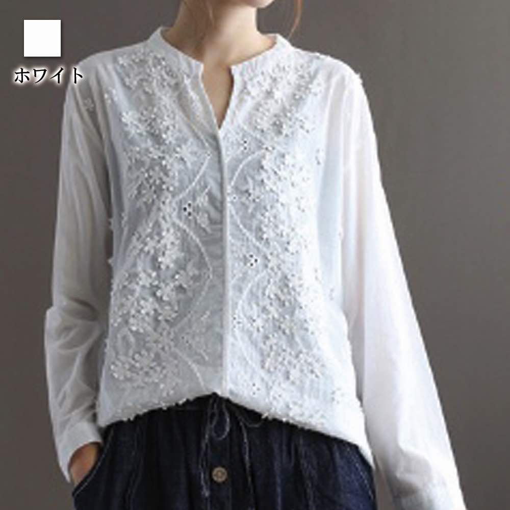 ブラウス レディース 花刺繍スキッパーシャツ おしゃれ 秋 黒 カットソー Tシャツ フリル レース オフィス ワンピース 長袖 白 フォーマル 高品質 人気 シフォン 春 シャツ ノーアイロン ブランド カジュアル スーツ きれいめ 事務服 50代 厚手 冬 ボウタイ less-10035834 Coat Classic(コートクラシック) サンプル画像3