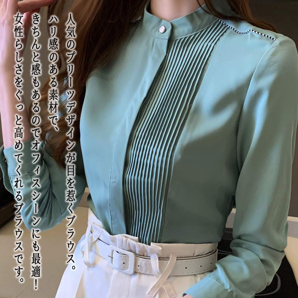 ブラウスレディースプリーツブラウス...