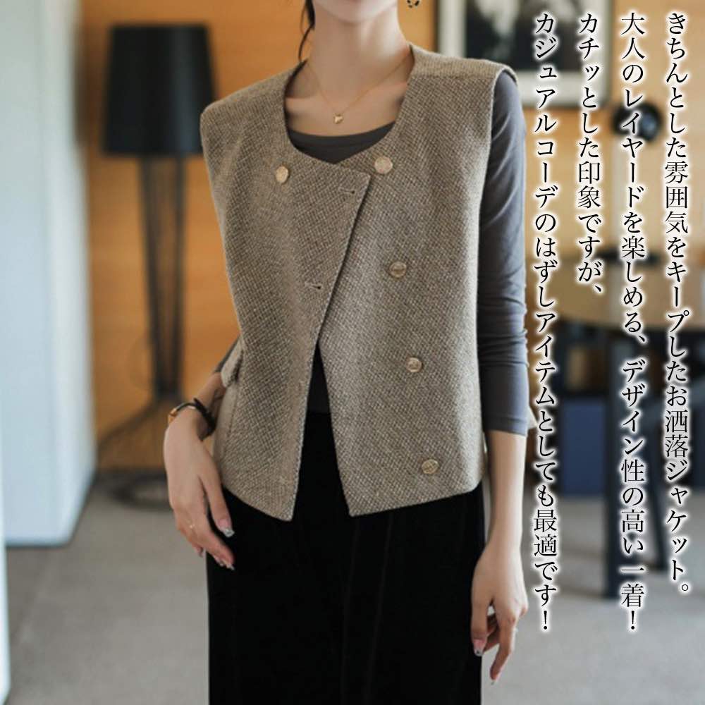 【＼クーポン利用で20%OFF!／】 ベスト レディース ノースリーブジャケット ニット インナー スーツ ウール アウター スポーツ ブランド 中綿 襟なし 冬 あったか 厚手 フリース 羽毛 アーガイル キルティング キルト 黒 お年寄り 春 ロング 可愛い 部屋着