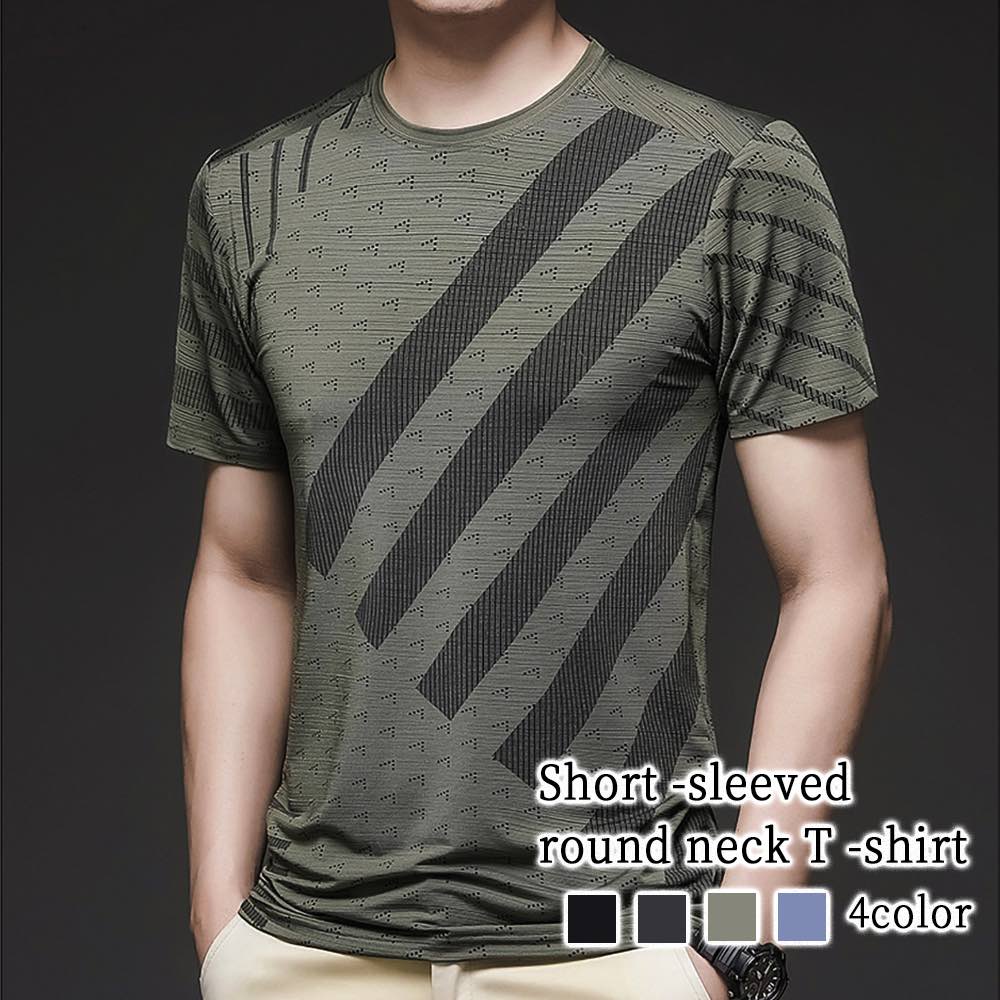 Tシャツ メンズ 半袖ラウンドネックTシャツ 春 涼しい 綿 人気 ゆったり 薄手 シャツ ロング 