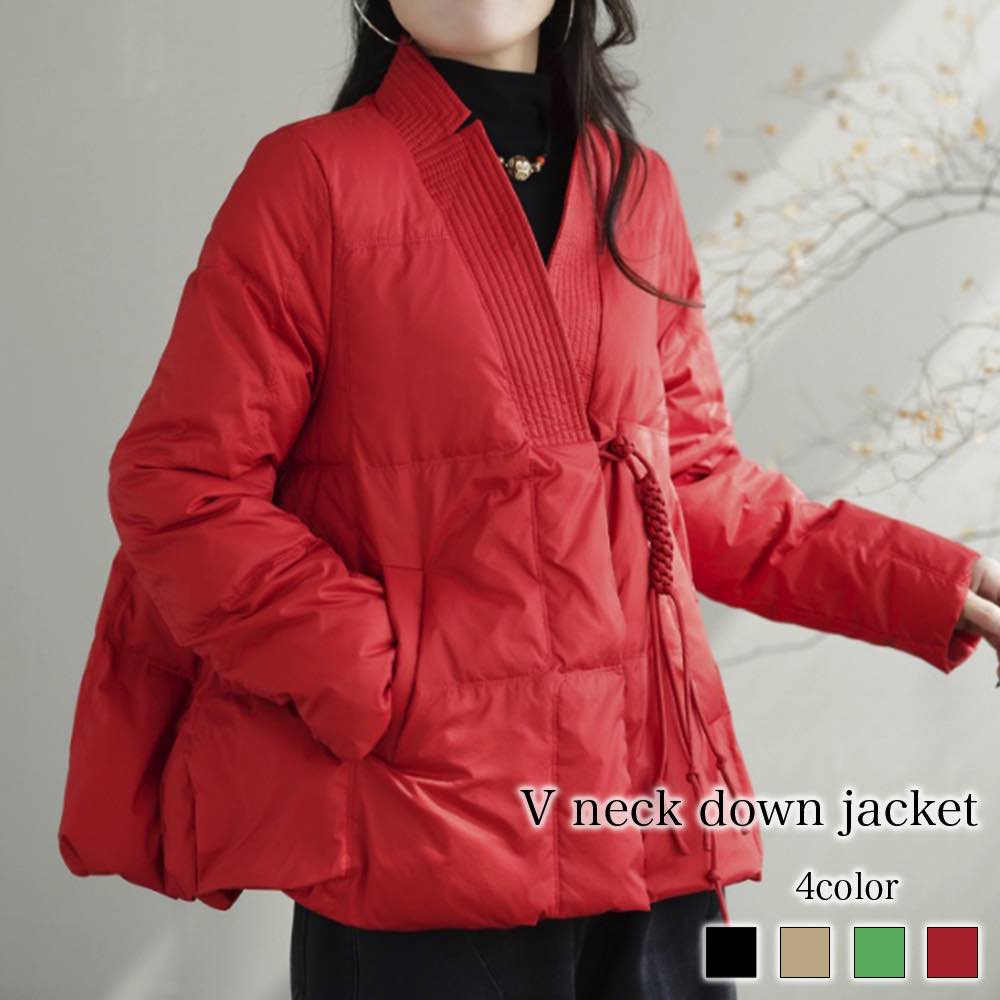 ダウンジャケット レディース Vネックダウンジャケット おしゃれ 防風 秋 春 ショート 暖かい 人気 ショートコート 軽い きれいめ 赤 ダウンコート ジャンパー ロング ダウン コート 白 40代 丈 黒 大きいサイズ フード ハーフ 冬 軽量 20代 ブランド 高級 スリム