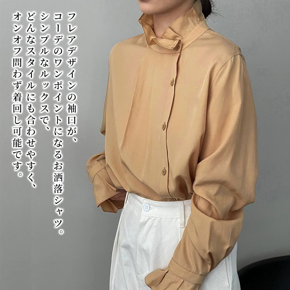 樂天商城 - 【＼クーポン利用で20%OFF!／】 ブラウス レディース フレア袖シンプルシャツ 高品質 長袖 人気 フォーマル 白 事務服 厚手 黒 オフィス レース シフォン フリル おしゃれ ボウタイ Tシャツ カジュアル ブランド きれいめ ノーアイロン 秋 冬 春 カットソー