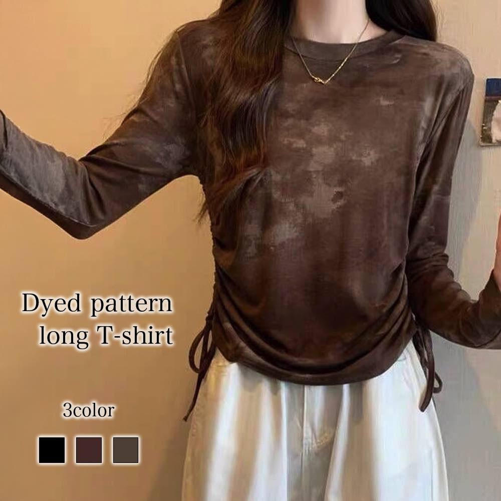 Tシャツレディース染め柄ロングTシ...