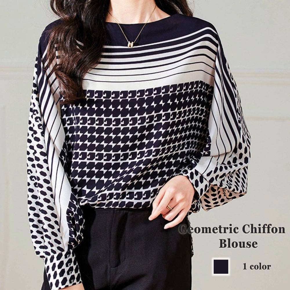 ブラウス レディース 幾何学模様シフォンブラウス シフォン カジュアル ボウタイ オフィス スーツ 厚手 春 事務服 レース 長袖 黒 フリル ノーアイロン きれいめ フォーマル 高品質 おしゃれ 秋 50代 シャツ 安い ワンピース 冬 人気 白 ブランド Tシャツ カットソ