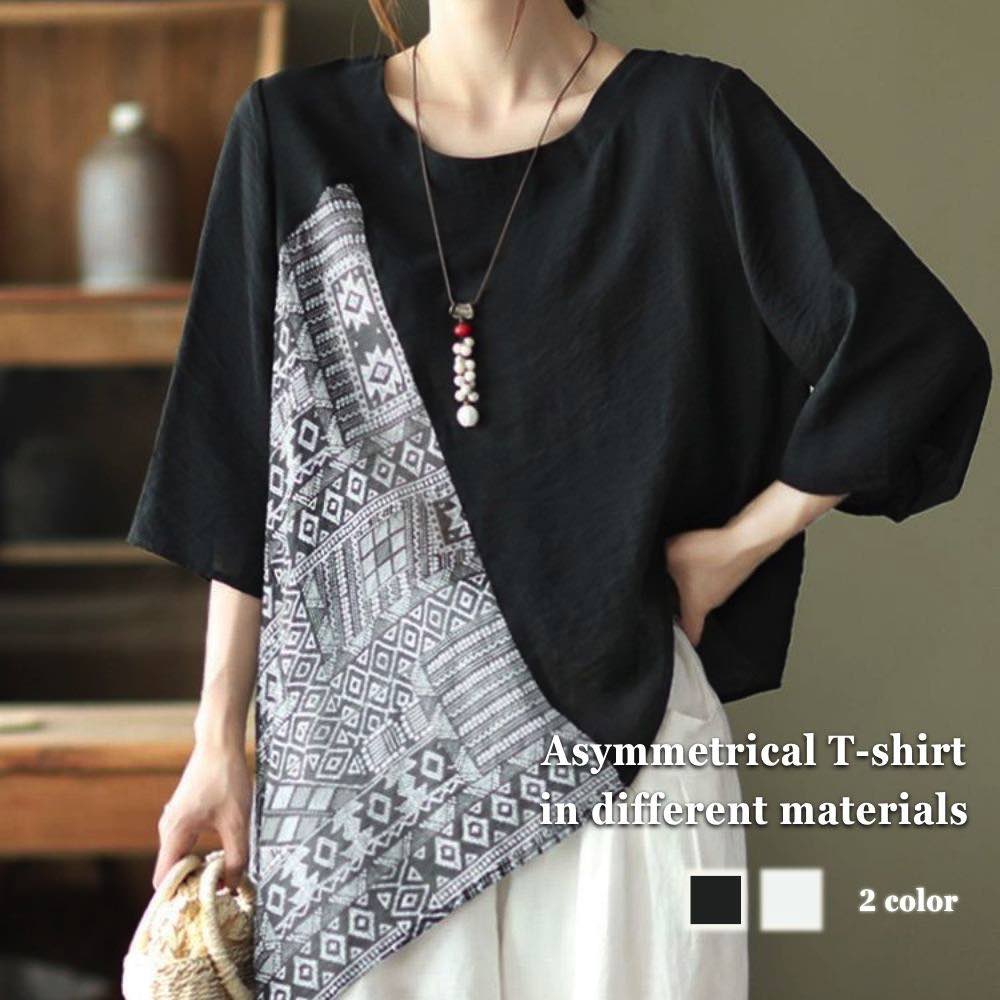 Sleeveless - シャツ レディース 異素材アシンメトリーTシャツ ボタンシャツ トップス 麻 カットソー 事務服 春 オフィス しわになりにくい スポーツ 半袖 ポロシャツ Tシャツ カジュアル シャツブラウス ブラウス ブランド 大人 おしゃれ 襟付き かわいい ゆったり 白 形態安定 夏