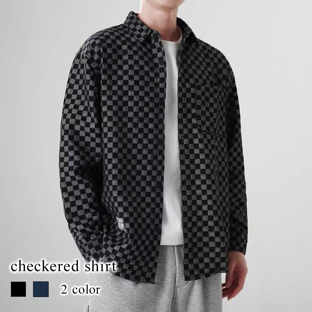 Tシャツ メンズ チェッカー柄シャツ ゆったり 冬 春 ポリエステル インナー コットン 40代 Vネック 肌着 ロング オシャレ ブランド おしゃれ ブラック おすすめ 無地 秋 長袖 シャツ ワッフル ジャケット スポーツ 暖かい 厚手 カジュアル 人気 ティーシャツ