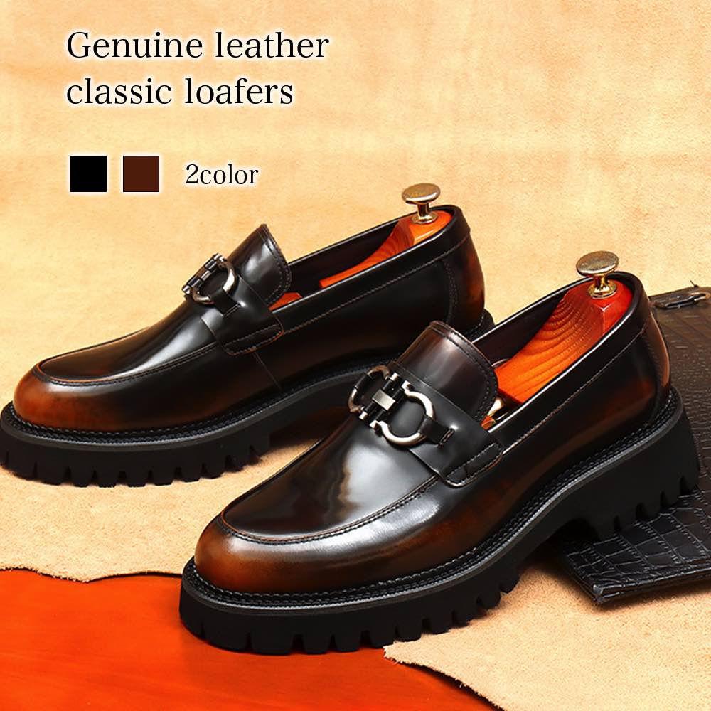 【＼クーポン利用で20%OFF!／】 ビジネスシューズ メンズ 本革クラシックローファー ウォーキング 軽量 ストレートチップ 厚底 おすすめ 走れる 冬 革靴 革 秋 本革 カジュアル 防水 レザー ON 紐 おしゃれ 人気 滑らない 歩きやすい ショートブーツ 春 靴