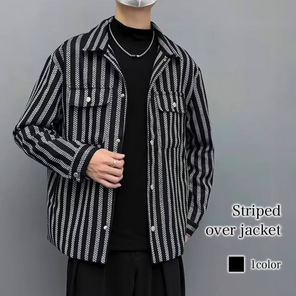 ステンカラーコートメンズストライプ...