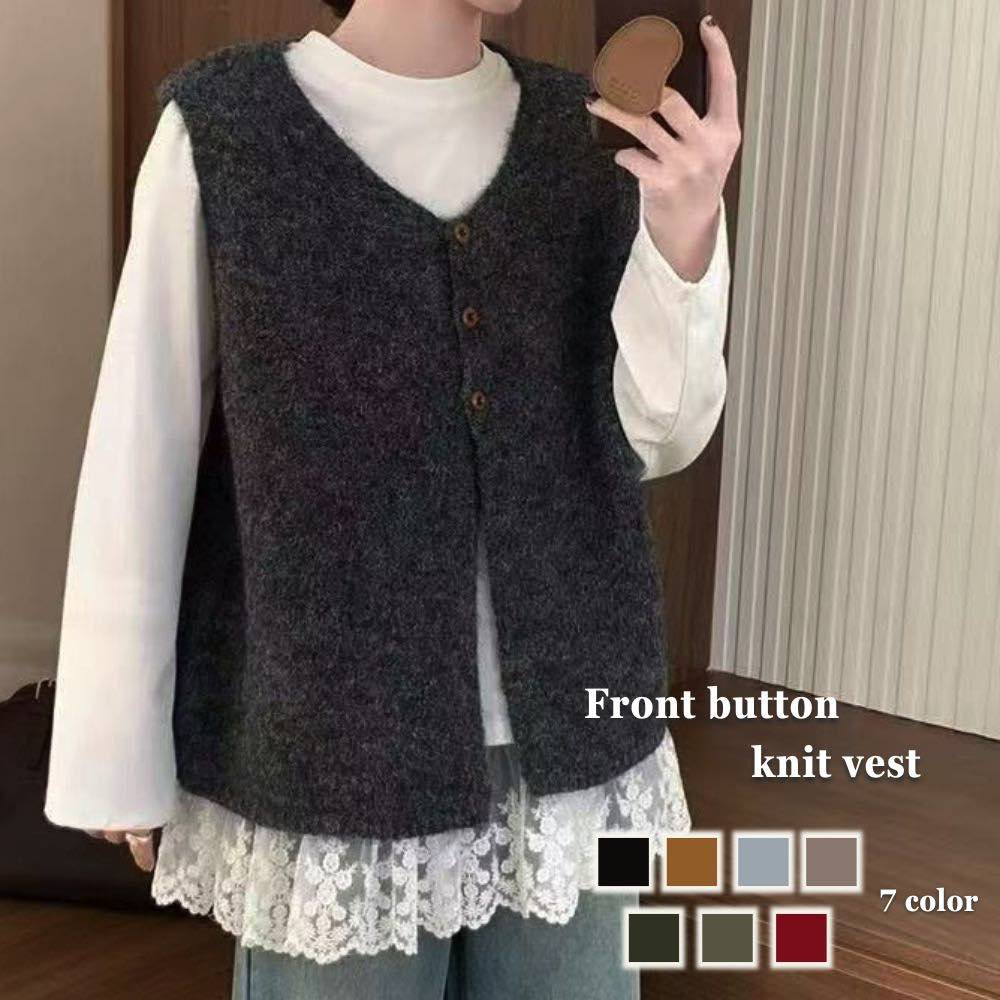 ベスト レディース フロントボタンニットベスト アーガイル あったか ロング ブランド シニア おしゃれ キルティング キルト ウール 羽毛 スーツ 中綿 イン...
