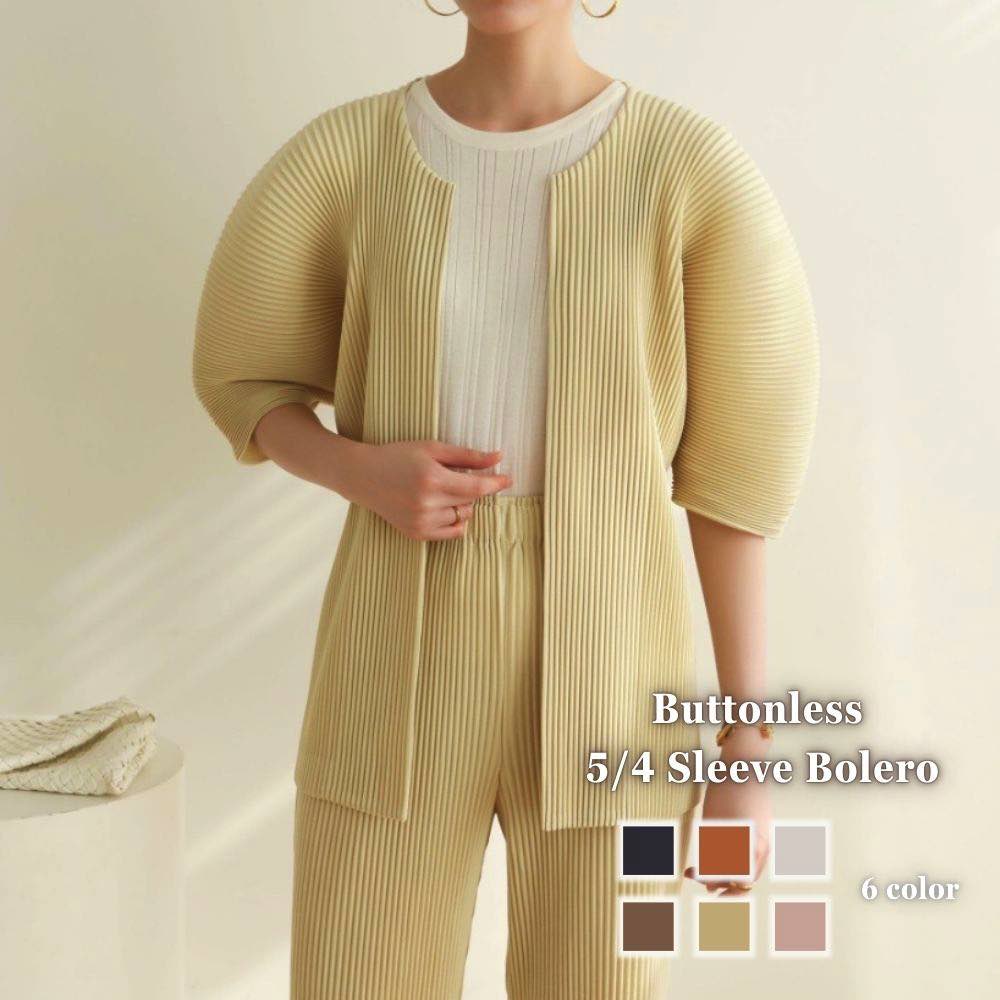ブラウスレディースボタンレス5分袖...
