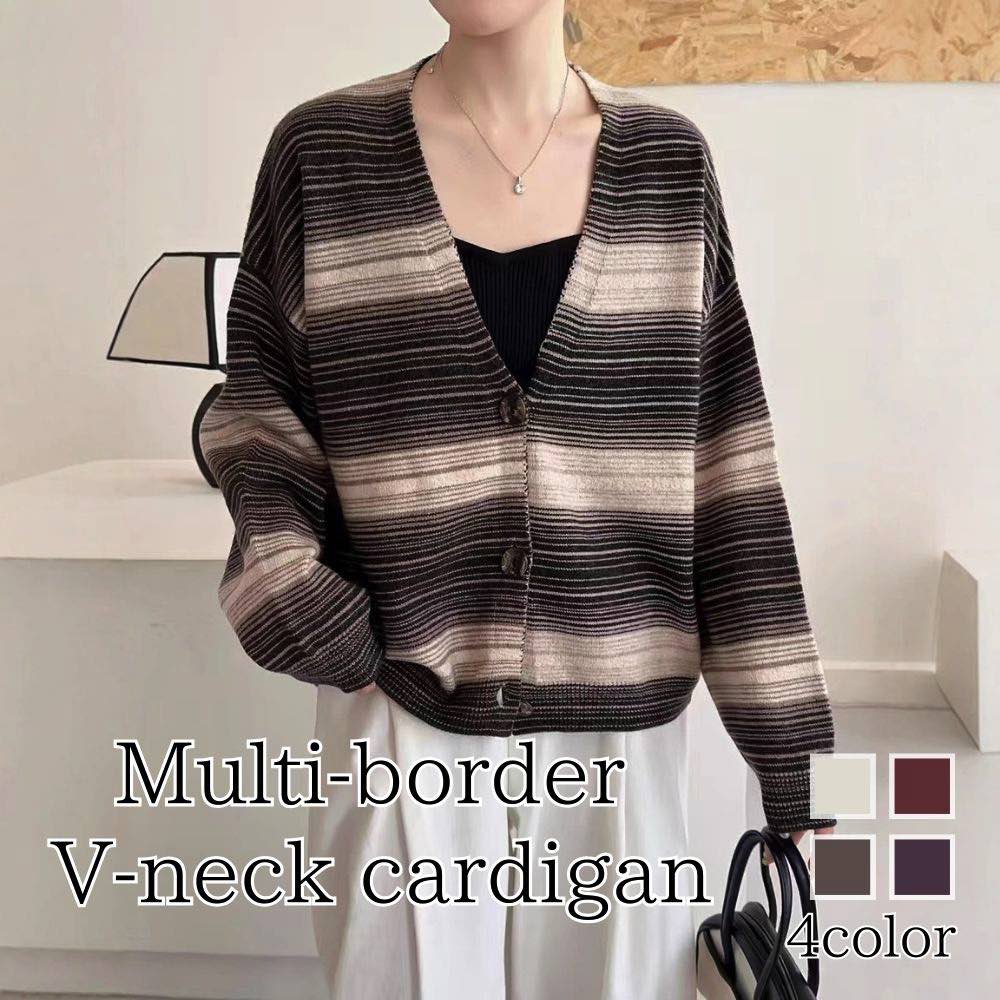 カーディガンレディースマルチボーダ...