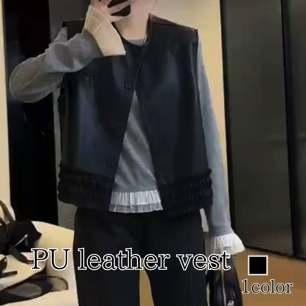【\クーポン利用で20%OFF!/】 ベスト レディース PUレザーベスト ニット インナー スーツ ウール アウター スポーツ ブランド 中綿 襟なし 冬 あ...