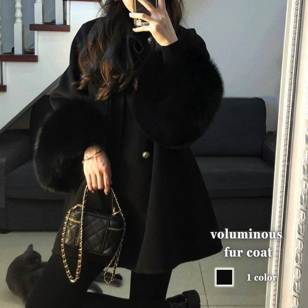 ステンカラーコートレディースボリュ...