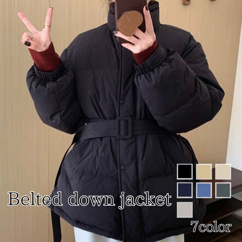 ダウンジャケットレディースベルト付...