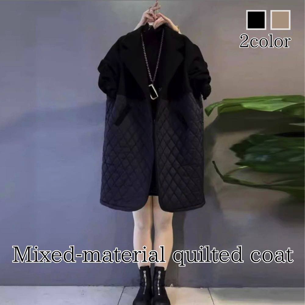チェスターコート レディース 異素材キルティングコート キャメル トレンチコート 細身 ロング ステンカラーコート ショート丈 コート ..