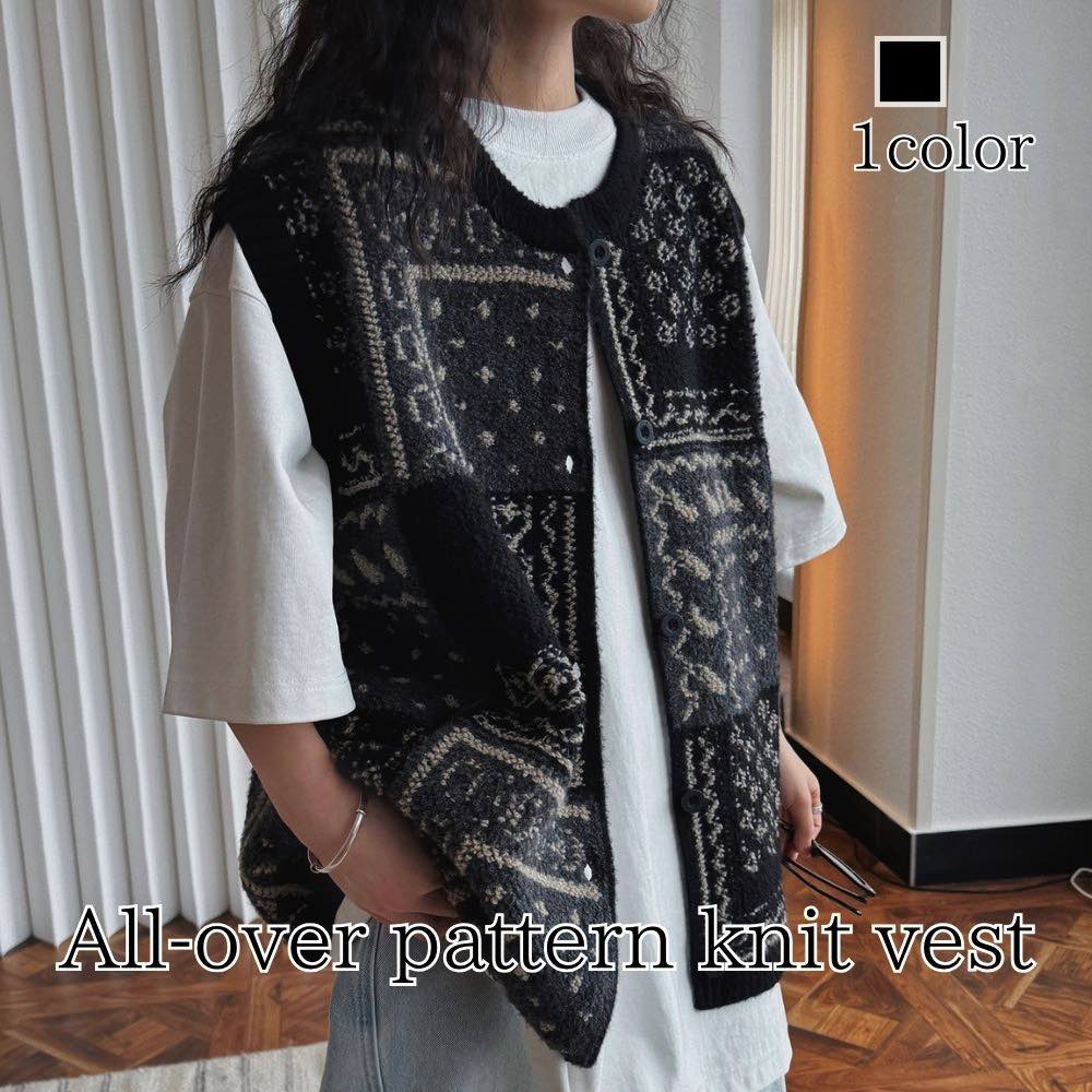 ベスト レディース 総柄ニットベスト 襟なし あったか ロング 人気 スポーツ 可愛い アウター インナー ブランド シニア お年寄り 冬 ニット 春 羽毛 ス...