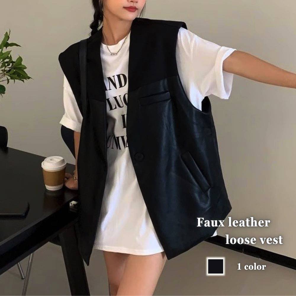 【＼クーポン利用で20%OFF!／】 ベスト レディース フェイクレザールーズベスト 部屋着 ウール シニア スポーツ キルト インナー 秋 中綿 アウター スーツ 羽毛 可愛い ダウン 黒 冬 キルティング 人気 春 アーガイル ブランド あったか お年寄り おしゃれ 襟