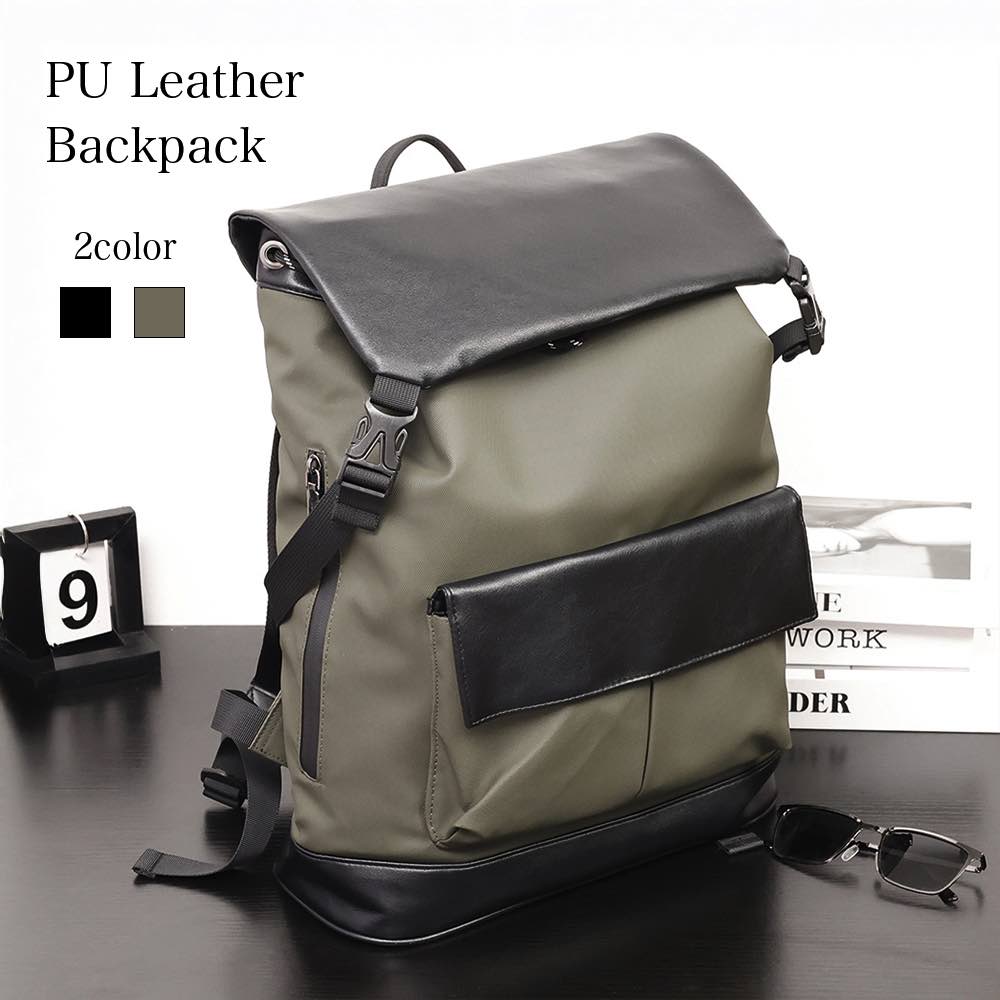 Rakuten - 【＼クーポン利用で20%OFF!／】 リュック メンズ PUレザーバックパック ブランド 革 大学生 通勤 アウトドア 40L 大容量 ビジネスバッグ ビジネスリュック 小さめ 通学 夏 パソコン 春 冬 秋 ビジネス 2WAY PC 10代 40代 撥水 おしゃれ レザー