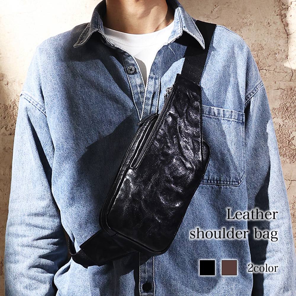 ボディバッグメンズレザーショルダー...