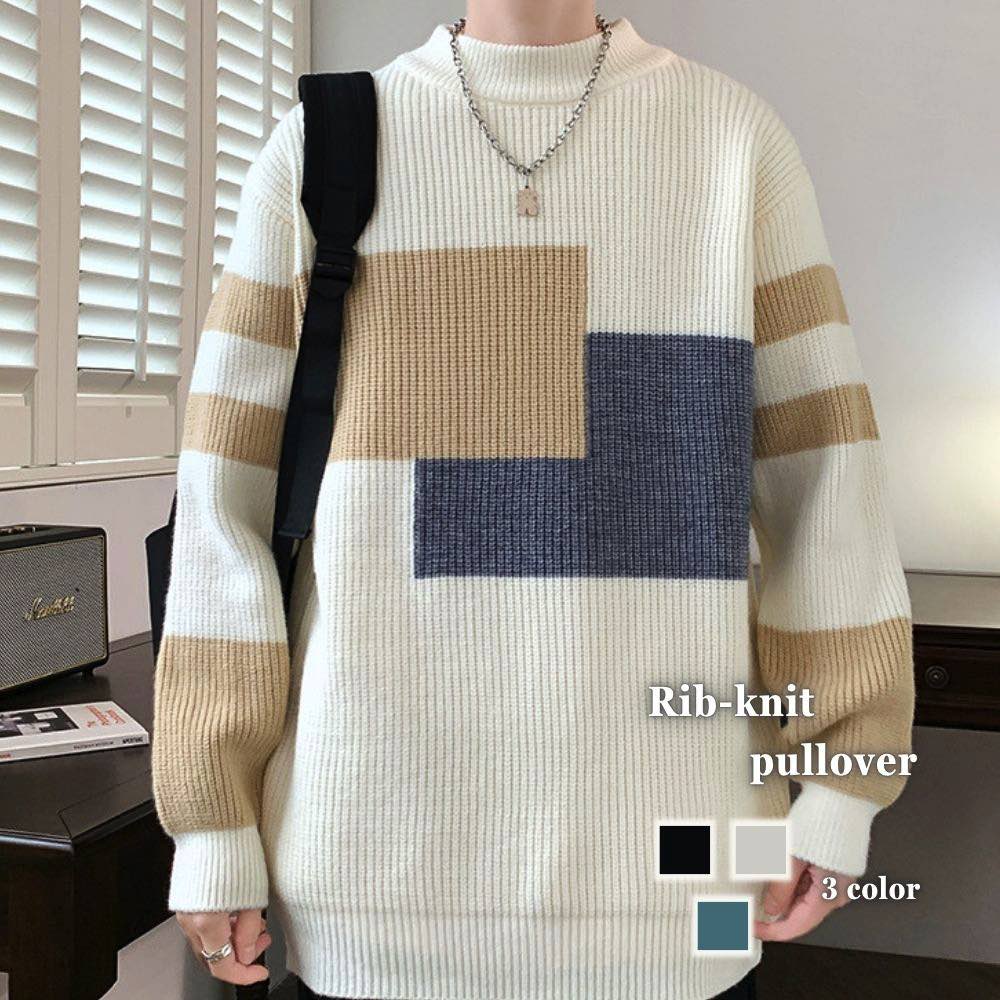 【＼クーポン利用で20%OFF!／】 セーター メンズ リブニットプルオーバー おしゃれ フリース 春 リブ チェック ニット サイズ Vネック クルーネック 冬 大きいサイズ 白色 ノルディック ゴルフ ブランド 洗える 綿 シニア ビジネス トレーナー モード系 タート