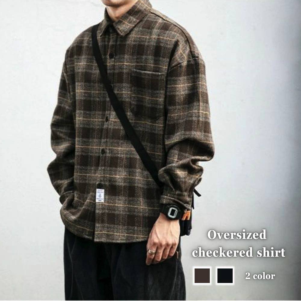 【＼クーポン利用で20%OFF!／】 シャツ メンズ オーバーサイズチェック柄シャツ 暖かい スーツ ブランド オフィス フランネル 厚手 秋 ビジネス 冬 白 仕事 オシャレ ドルマン しわになりにくい 肌着 あったか 黒 春 カジュアル フォーマル おしゃれ 襟付き 派