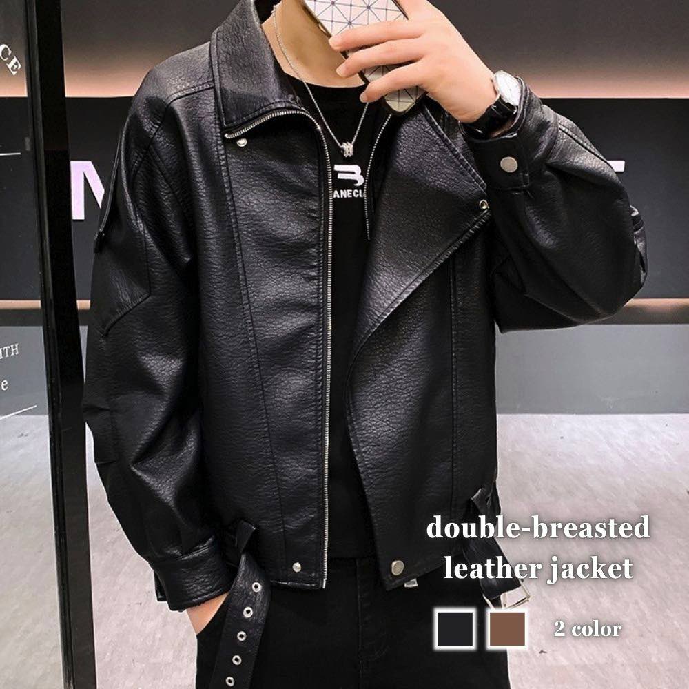 Leather Jacket - ライダースジャケット メンズ レザーダブルジャケット ショット ブルゾン 着こなし 革ジャン 冬 秋 アウター ダブル レザー ブランド おすすめ Tシャツ 厚手 革 おしゃれ セール レザージャケット シングル スエード ジャケット 50代 バイク 40代 春 ライダース 黒
