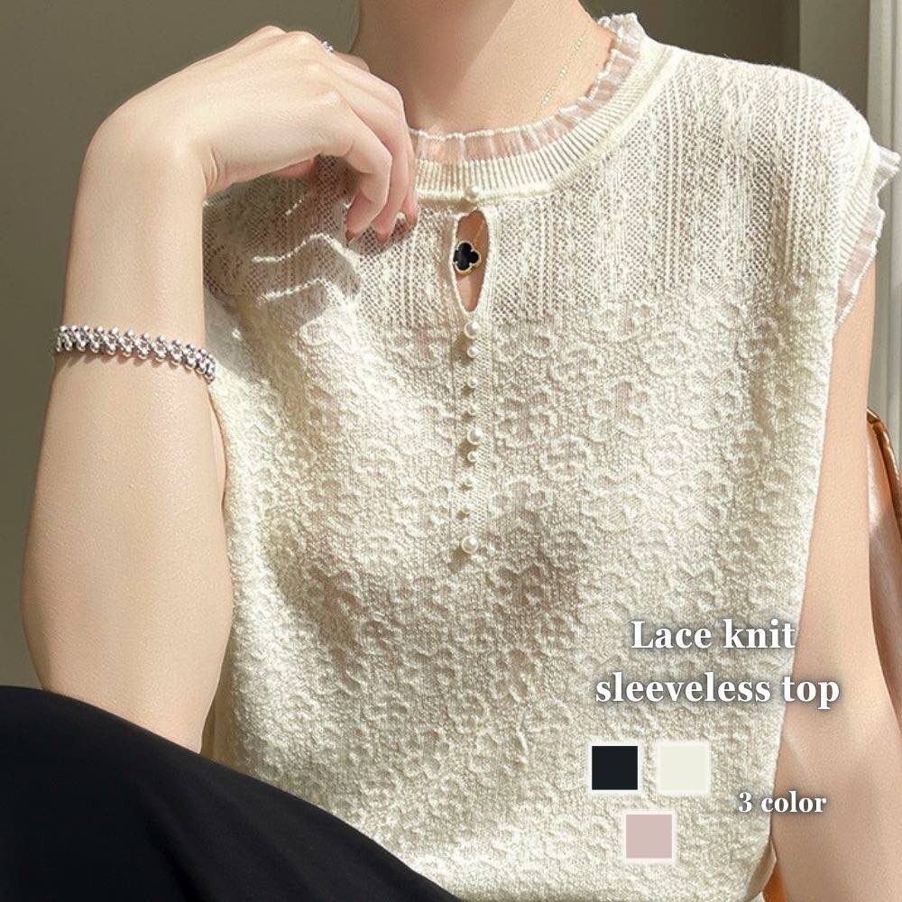 ブラウスレディースレースニットノー...