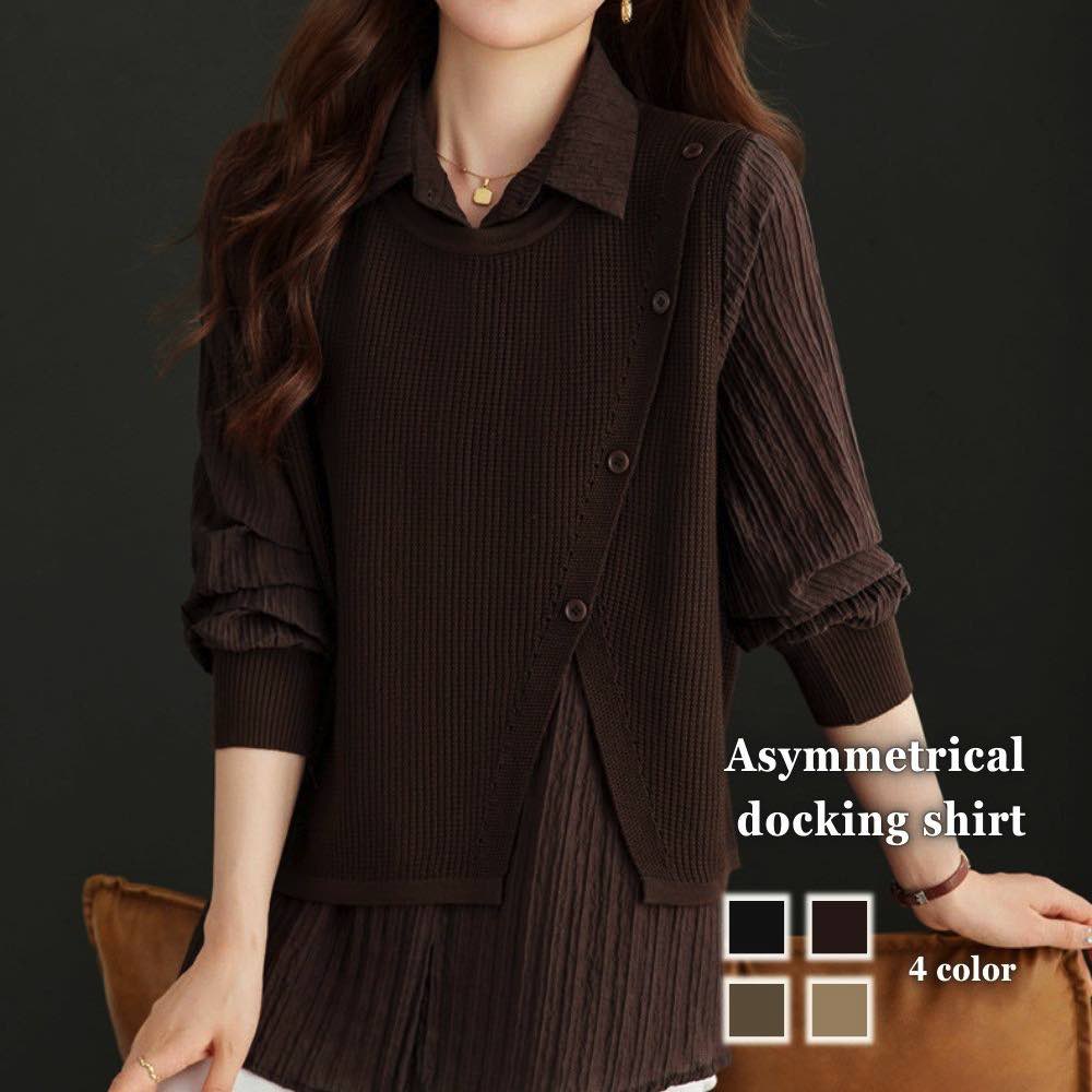 Rakuten - シャツ レディース アシンメトリードッキングシャツ 長袖 冬 事務服 暖かい ランニング ゆったり ロゴ カジュアル 春 ポロシャツ しわになりにくい 襟付き トップス 厚手 スポーツ 大人 形態安定 オフィス おしゃれ ブランド Tシャツ 麻 ブラウス 秋 かわいい カットソー