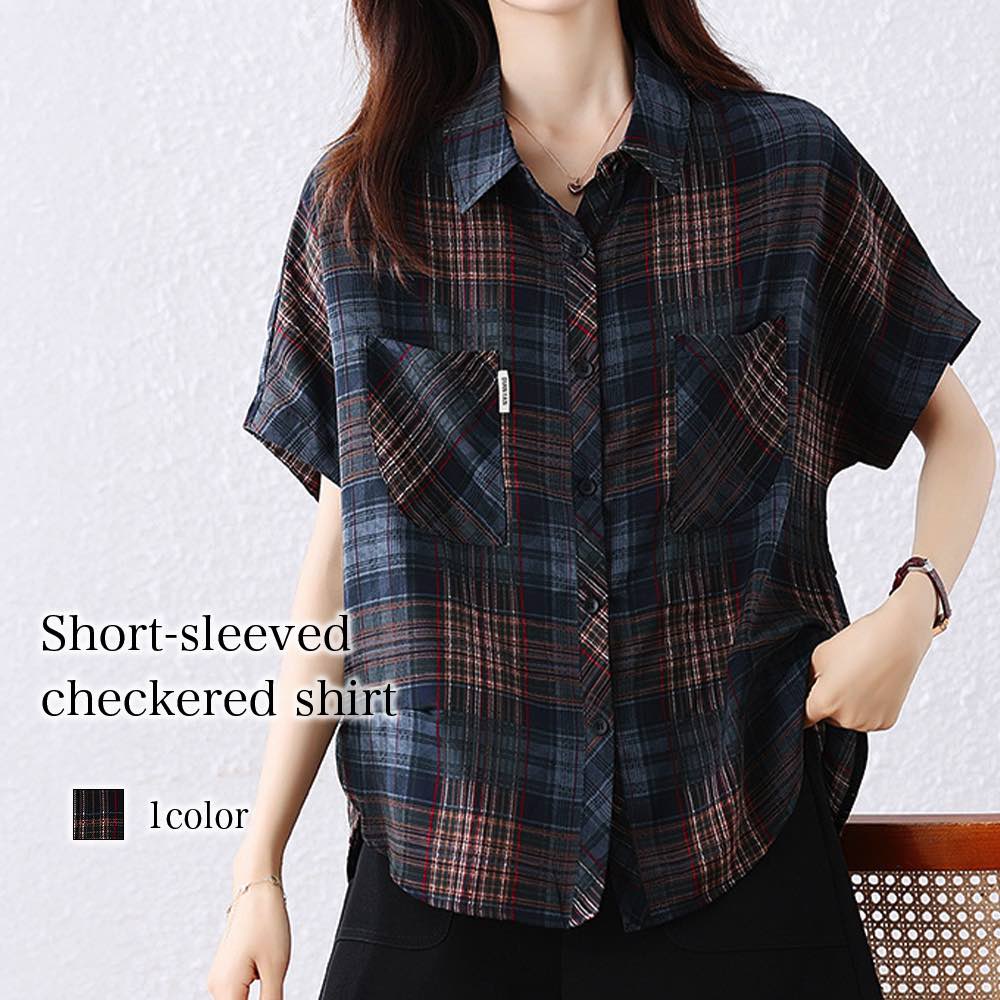 【＼クーポン利用で20%OFF!／】 シャツ レディース 半袖チェック柄シャツ おしゃれ ボタンシャツ 形態安定 スポーツ オフィス 春 Tシャツ カットソー ブラウス ブランド かわいい ポロシャツ しわになりにくい シャツブラウス トップス 大人 事務服 ゆったり カジ