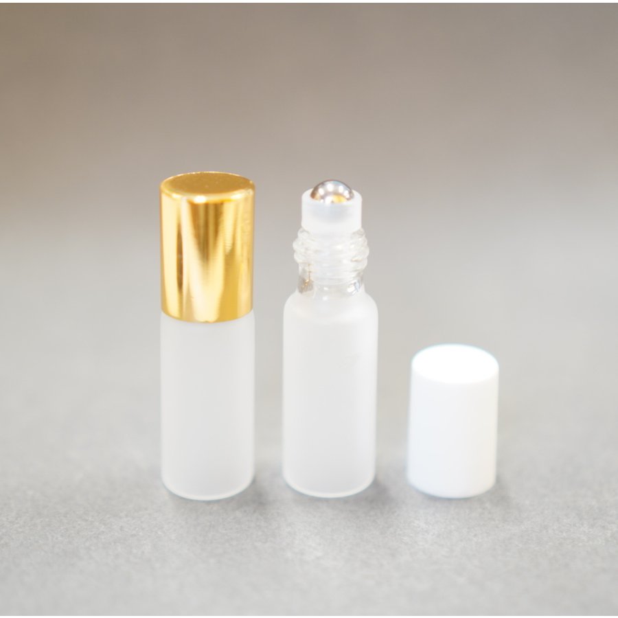 【ロールオンボトル】5ml フロスト加工 乳白色 高級 遮光瓶 ガラス製 化粧水 容器 美容液 香水 詰替え用 詰替 旅行