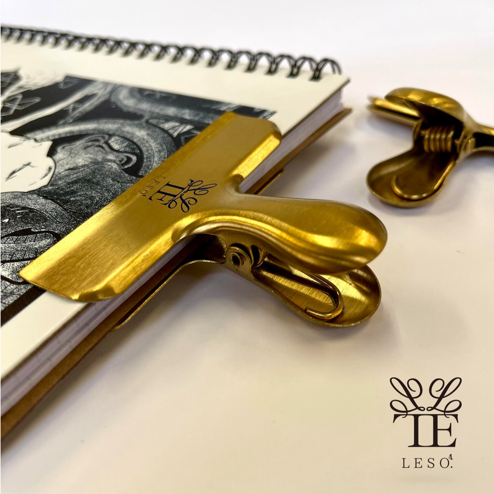 レソット【 アンティーク ゴールド ワイド クリップ 】LESO. 銀座 青山 ブティック 文房具 事務 オフィス A4 資料 袋止め キッチン アイテム キッ...