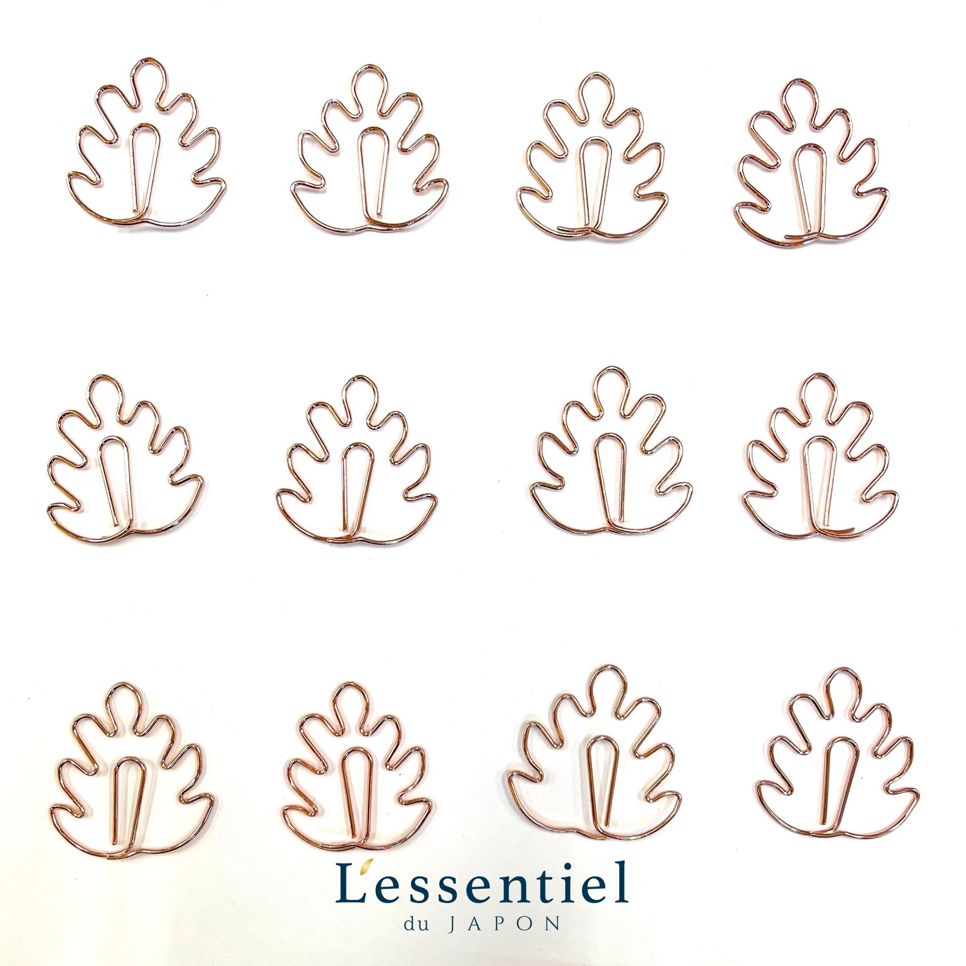 【モンステラ クリップ】観葉植物 シリーズ 12個入り メタリック ピンク 子供 男の子 文房具 ゼムクリ..