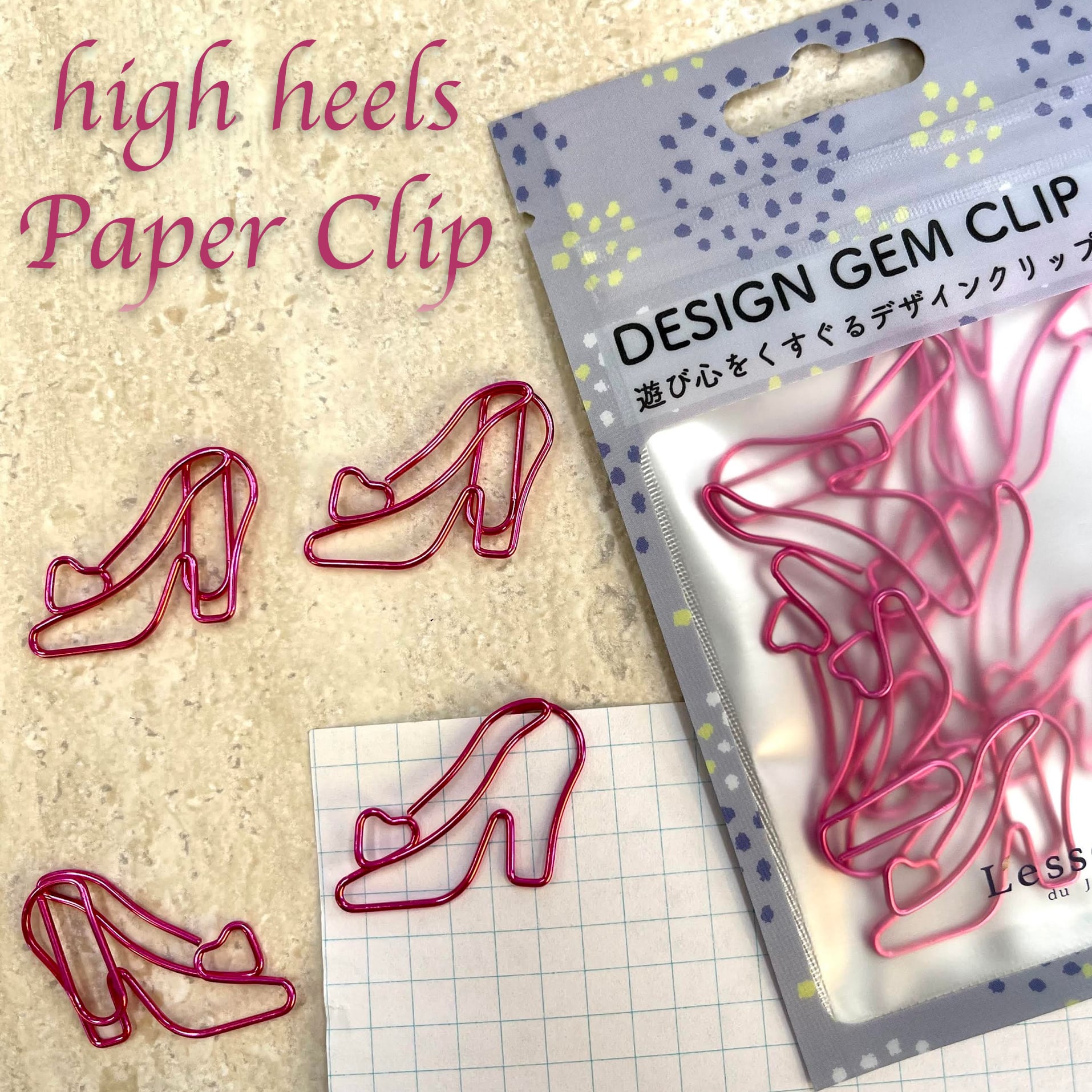 【 ハイヒール ペーパー クリップ 】 8個入 ハイカラ ピンク 銀座 ブティック 高級 ブランド 靴 女 レディース シューズ モチーフ 文房具 デスク アイ...