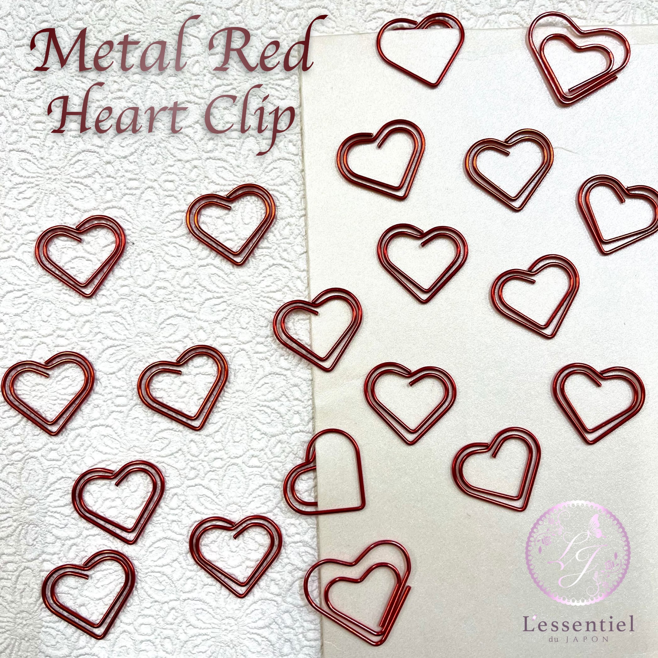【 メタル レッド ハート クリップ 】33個入 紅 赤色 お得 ゼム 文房具 事務用品 オフィス A4 用紙 書..