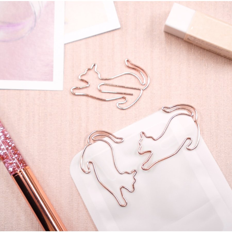 【キャット ペーパー クリップ】25個 ピンク ゴールド ねこ 猫 文房具 文具 事務用品 デスクアイテム ギフト おしゃれ かわいい ステーショナリー ゼムク...