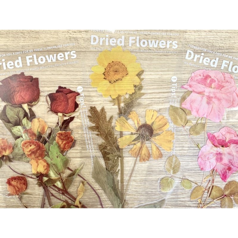 【 フラワークリアステッカー】6枚入 装飾 シール デコレーション ボタニカル PET素材 透明 ステッカー..