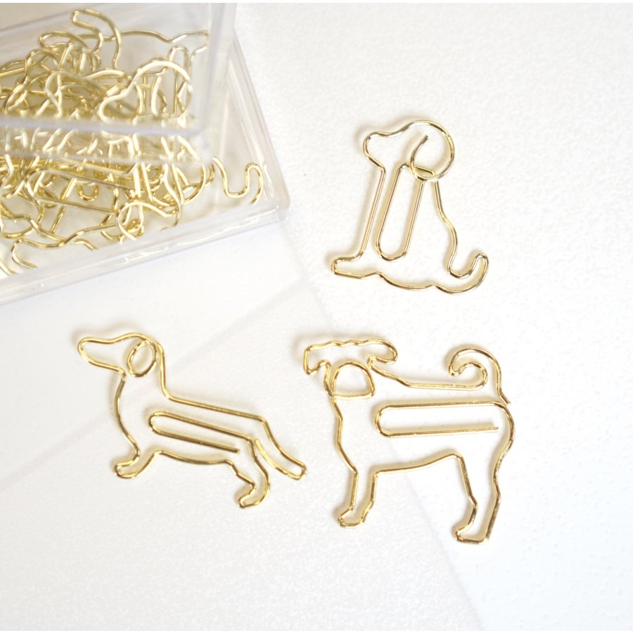12個 ゴールド 犬 いぬ dog 文房具 文具 事務用品 デスクアイテム ギフト 装飾 おしゃれ かわいい ステーショナリー ゼムクリップ