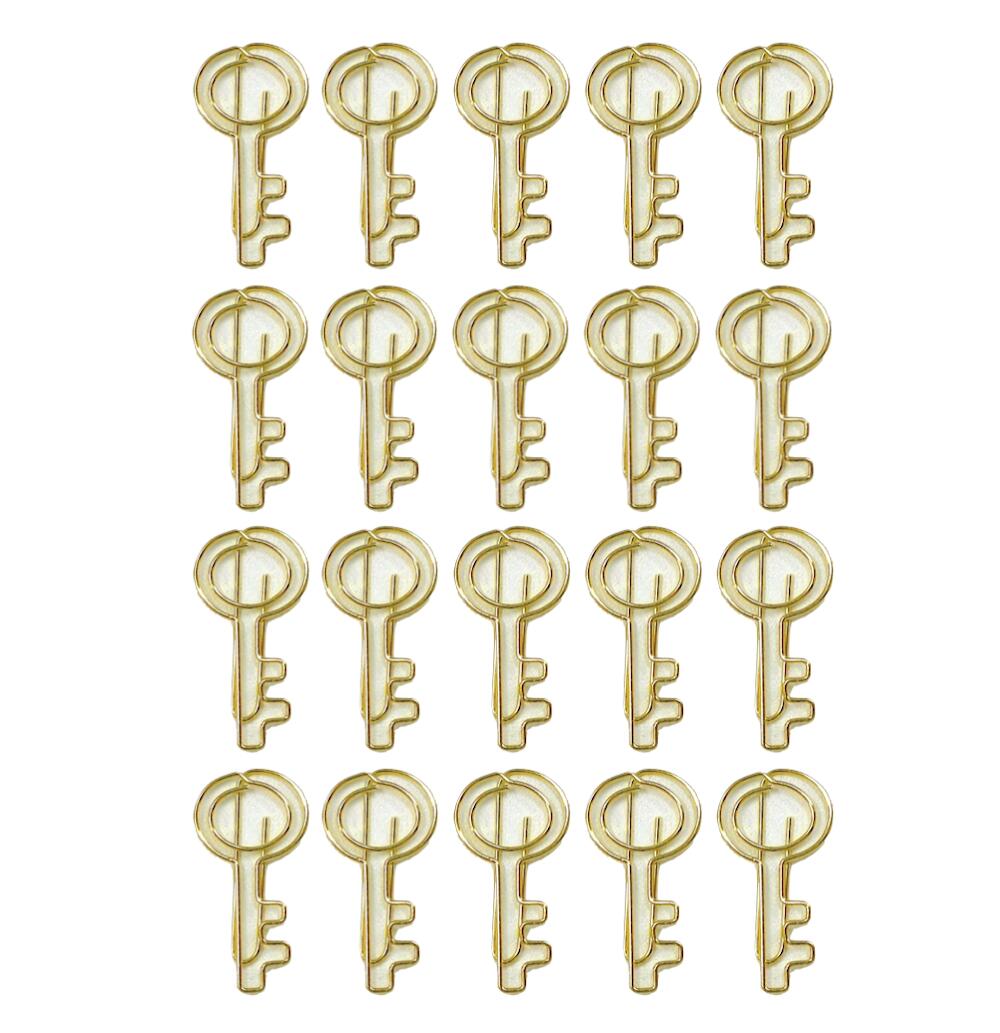 【 鍵 モチーフ ゼムクリップ 】 20個入り ゴールド 鍵型 キー key ステーショナリー 謎解き 文房具 事務用品 家内安全 繁栄 ロマンチック 恋愛 扉 お守り ラッキー ブックマーク モチーフ 学校 資料 付箋 勉強 メッセージカード デスクアイテム ラッピングの商品画像 3