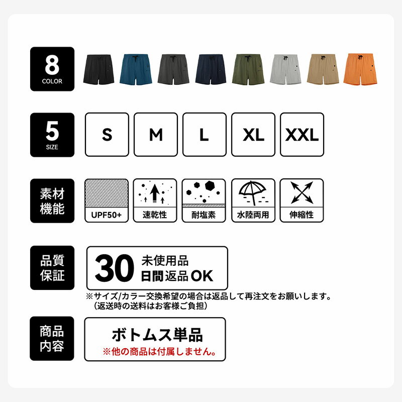 【期間限定クーポン配布中】 水着 メンズ サーフパンツ 海パン サーフショーツ ボードショーツ ハーフパンツ インナー インナー付 ラッシュガード 大きいサイズ ミドル ロング 膝丈 ひざ丈 プール 海 海水浴 サーフィン おしゃれ 水陸両用 吸水速乾 耐塩素 uvカット