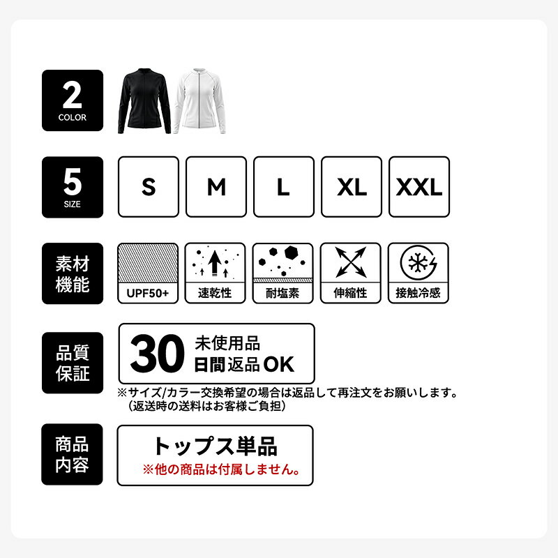 ラッシュガード レディース 長袖 uvカット uv upf50+ フードなし フード無し ジッ...