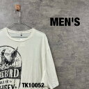 【中古】MEN's ホワイト クルーネック Tシャツ 半袖 夏服 156XIXS ビックプリント FIREBIRD WHISKEY 古着 TK10052